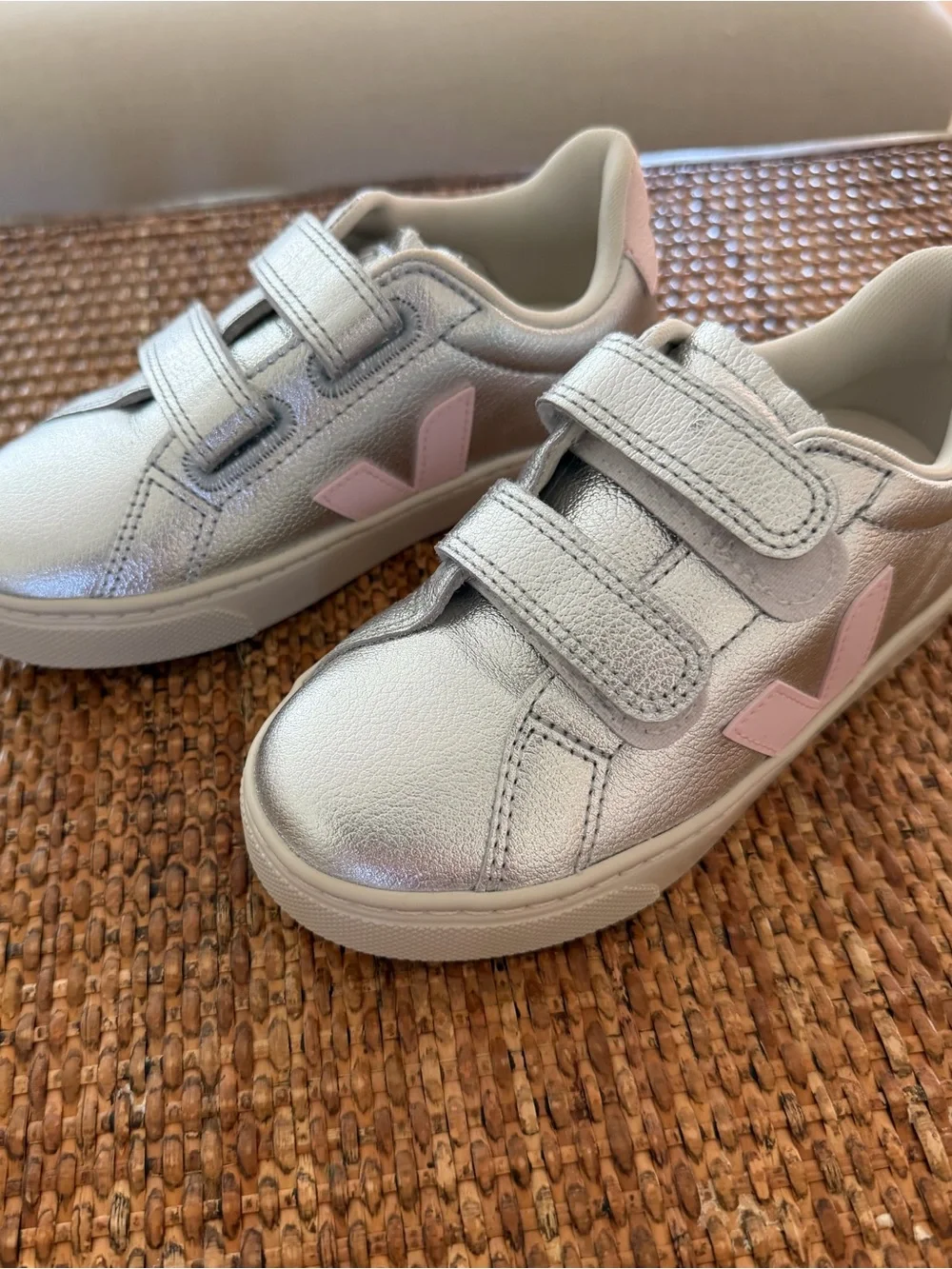 Veja Kids Silver Velcro Sneakers